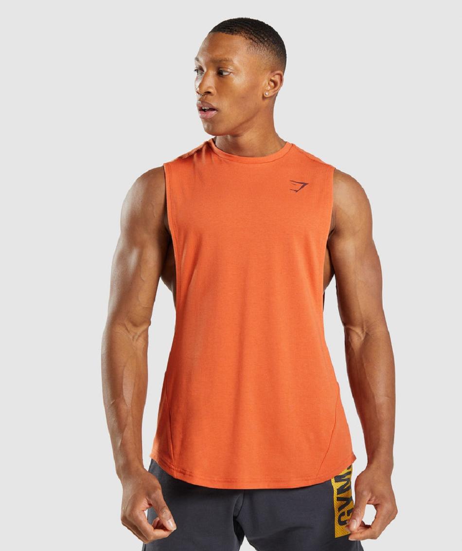 Podkoszulki Męskie Gymshark Bold Drop Arm Pomarańczowe | PL 4006HAP